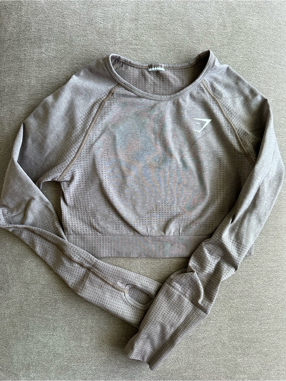 Gymshark Women's Taupe Seamless Long Sleeve Crop Top S